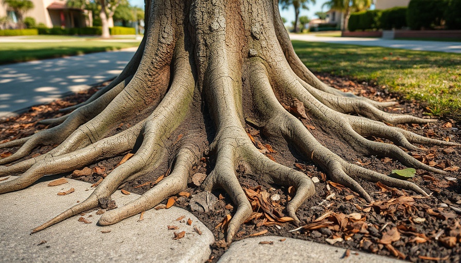 Corte Madera sidewalk tree roots impacting walkway
