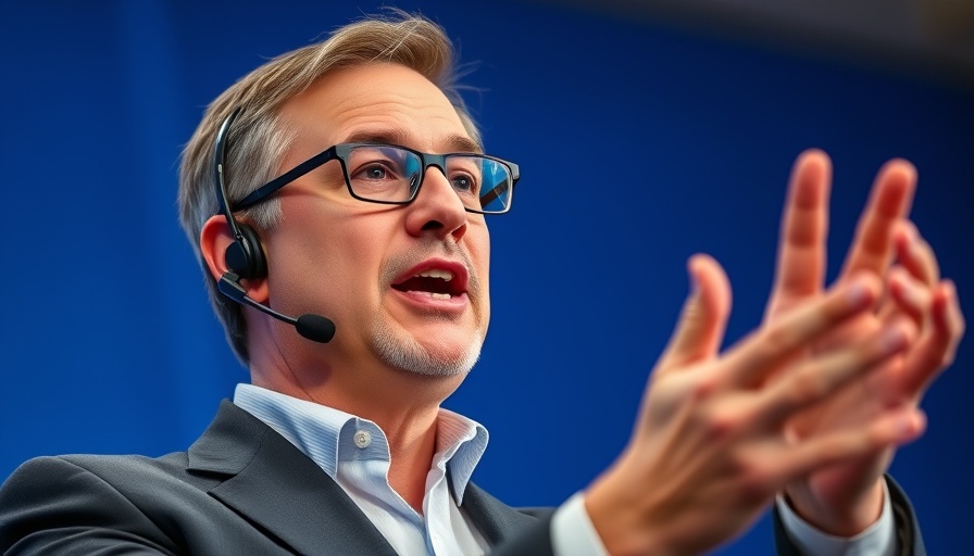 Middle-aged man speaking at a conference, eToro IPO news.
