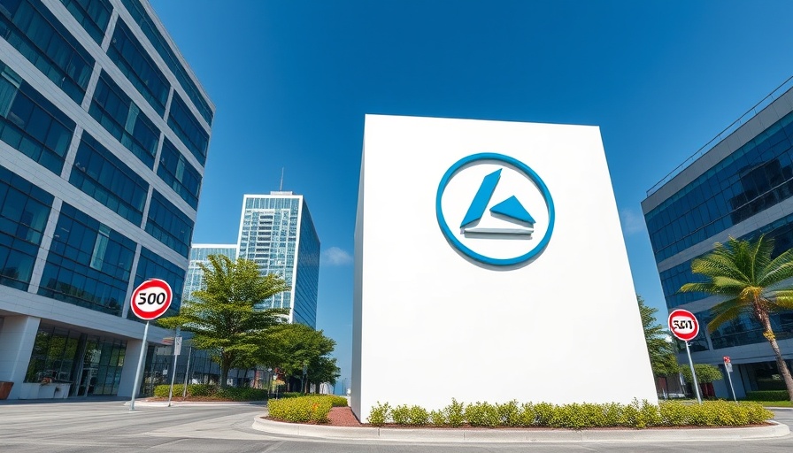 Large corporate logo outdoors near modern buildings and trees, related to drinking water contamination PFAS settlement.