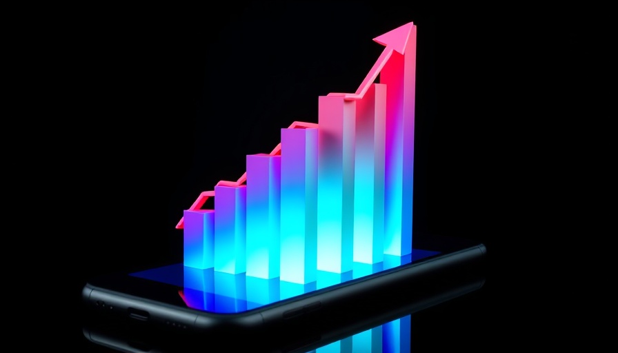 3D financial graph emerging from smartphone with Investing Pro logo.