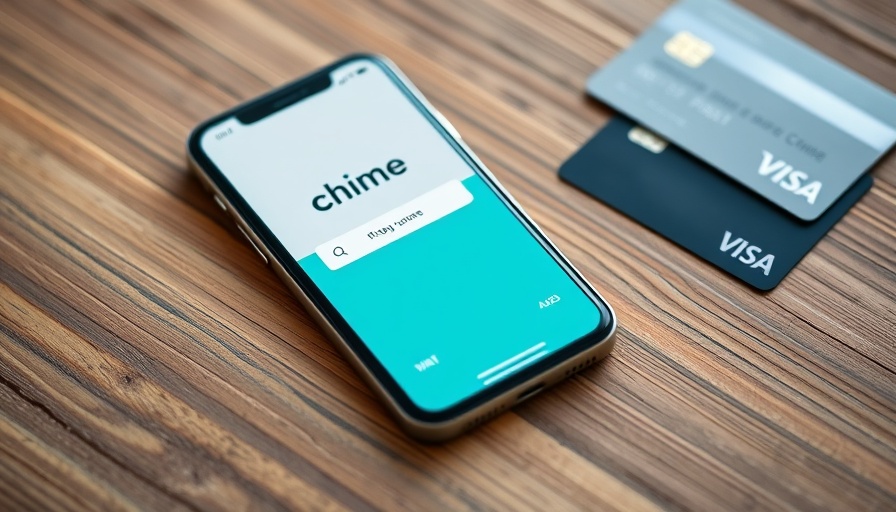 Chime app on phone with Visa card on a wooden table, Chime IPO filing.
