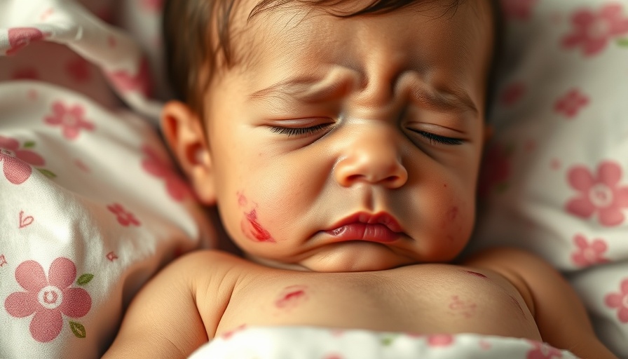 Infant with measles rash, highlighting need for measles vaccination.