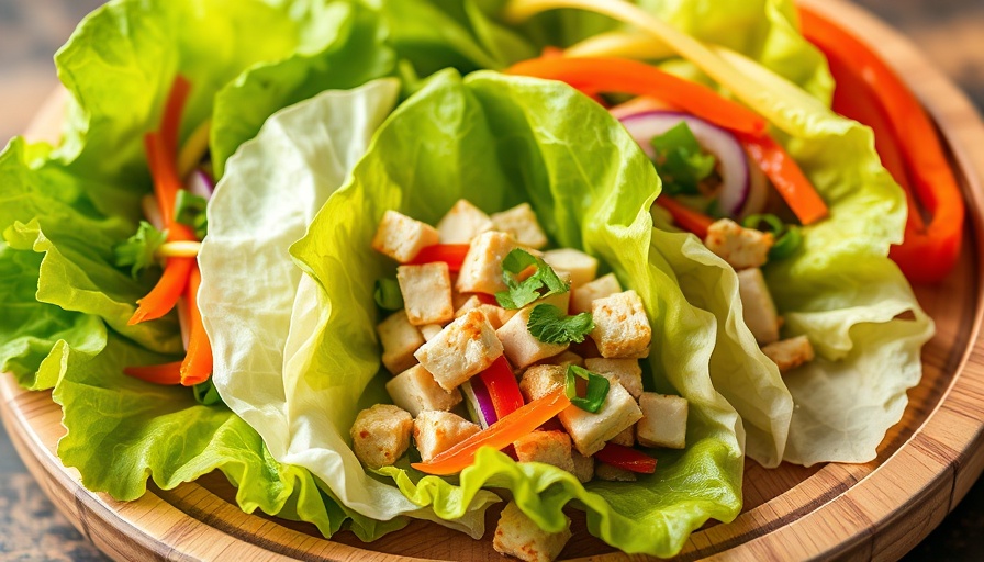Healthy recipes: Fresh Asian lettuce wraps with colorful veggies.