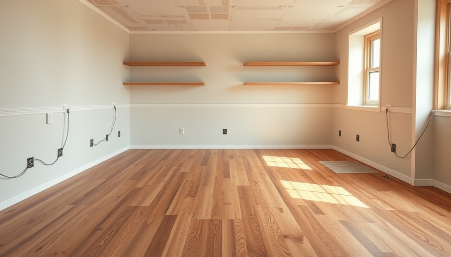 Red Oak hardwood floors in an unfinished renovation room.