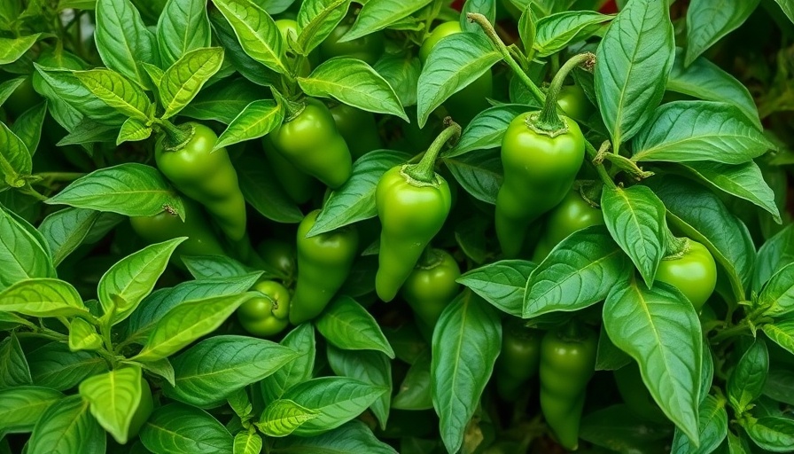 Lush green serrano peppers on healthy plants in natural light.