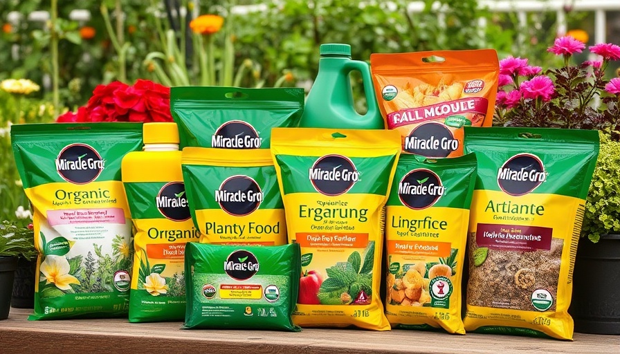 Vibrant Miracle-Gro Organics gardening products display.