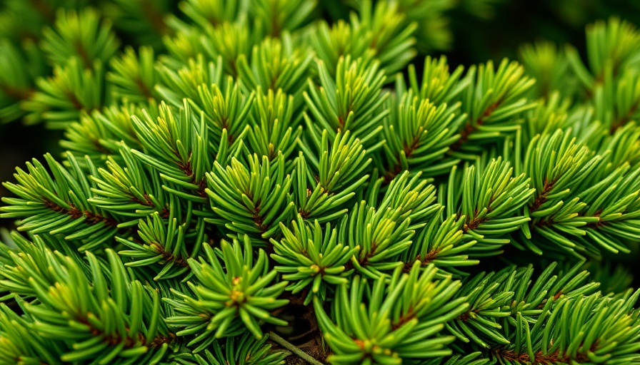 Close-up of Japanese black pine needles, gardening tips focus.