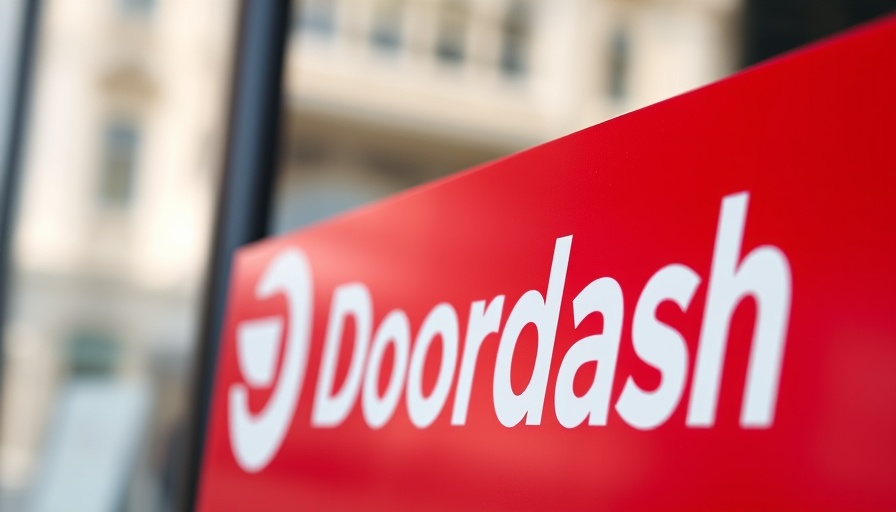 Close-up of DoorDash delivery sign on glass.