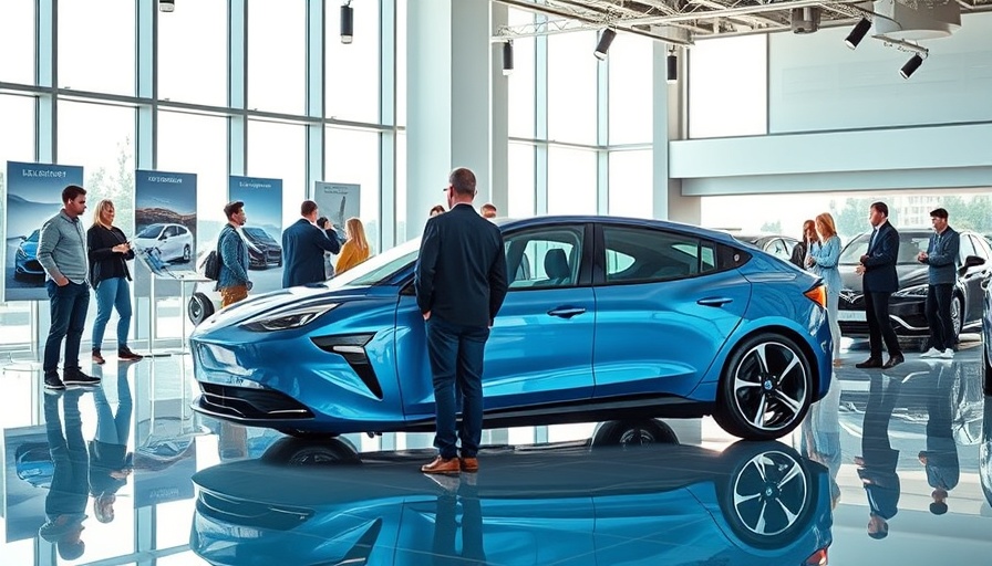 China's electric vehicle impact showcased in modern showroom.