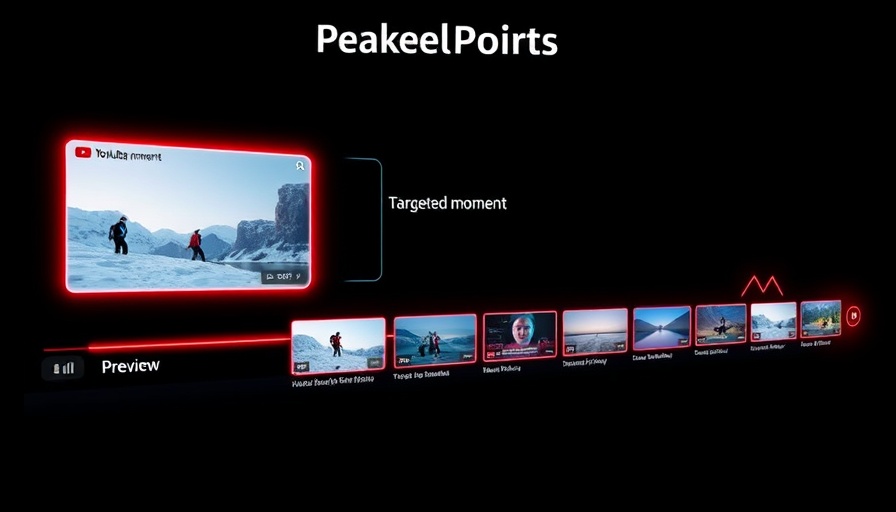 YouTube Peak Points ads graphical representation with timeline and previews.