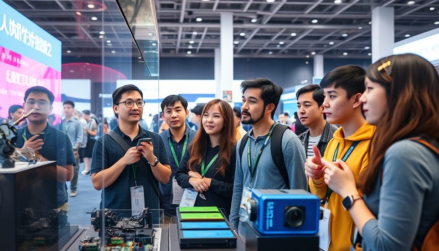 Attendees examining AI advancements at Computex 2023 display.