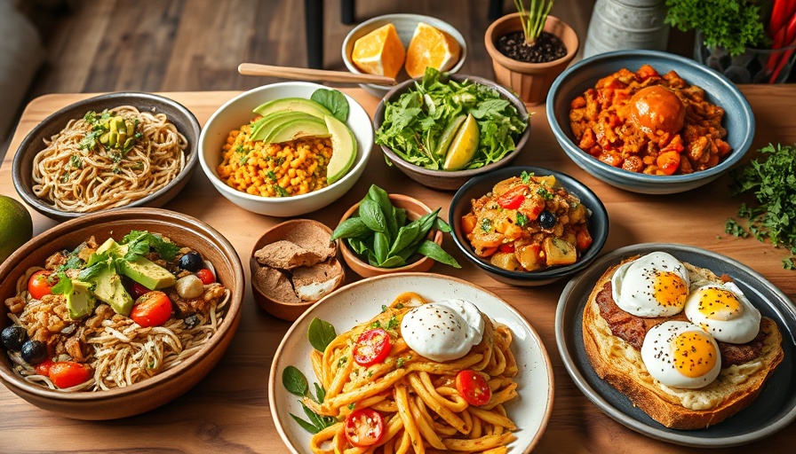 Diverse healthy meals in a weekly plan with vibrant recipes.