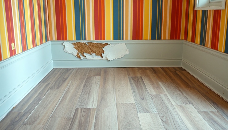 Hilarious DIY floor renovation with uneven laminate and peeling baseboard.