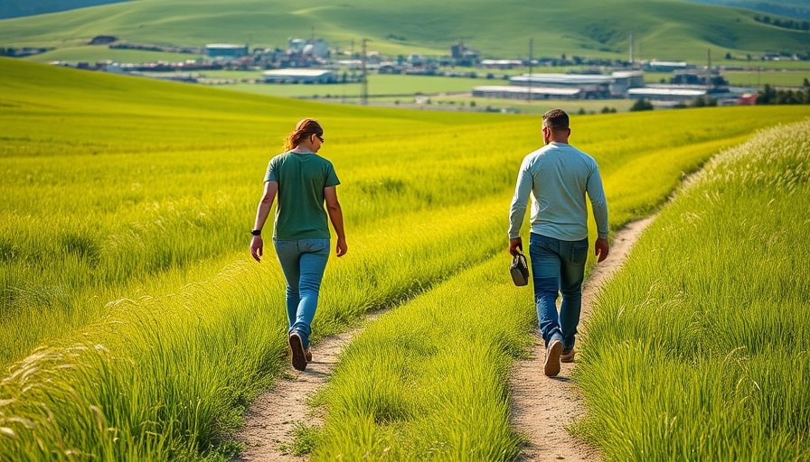 Bay Area island hikes with lush green path and industrial backdrop.