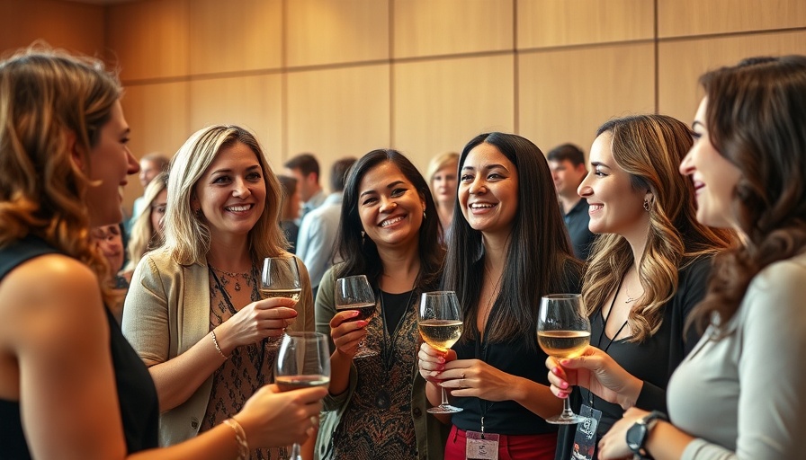 Women networking at a side event with warm ambiance.