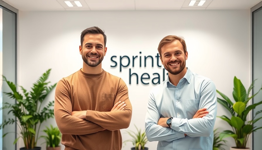 Executives of an at-home healthcare startup stand in their modern office.