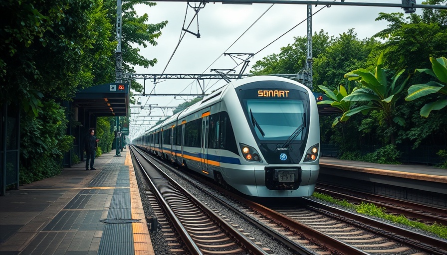 SMART train arriving at station with greenery, related to draft budget 2025.