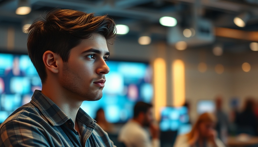 Young man speaking at a tech conference about AI remembering your whole life.