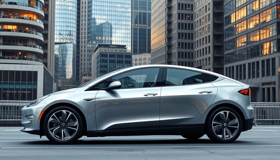 Lucid Motors vehicle parked amid cityscape