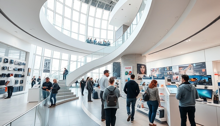 Nintendo Store San Francisco interior with staircase and shoppers.