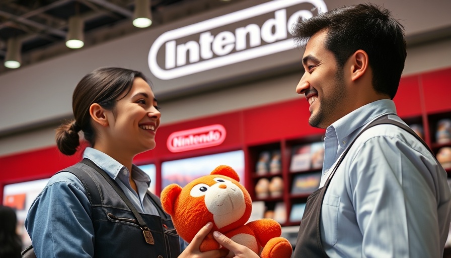 Nintendo Store San Francisco employee handling merchandise.