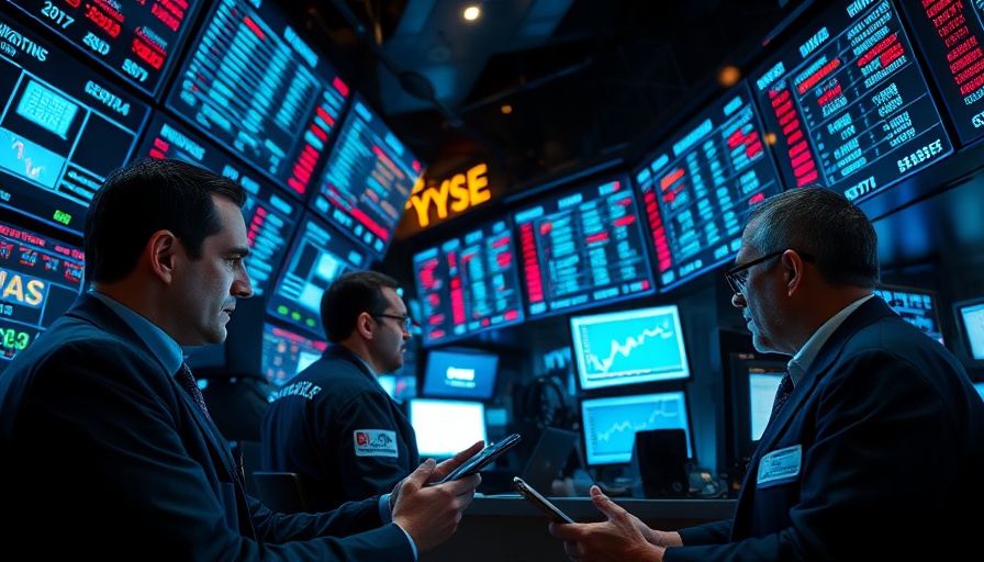 Exro Technologies Q1 2025 Results depicted by stock brokers analyzing digital screens in a dimly lit exchange.