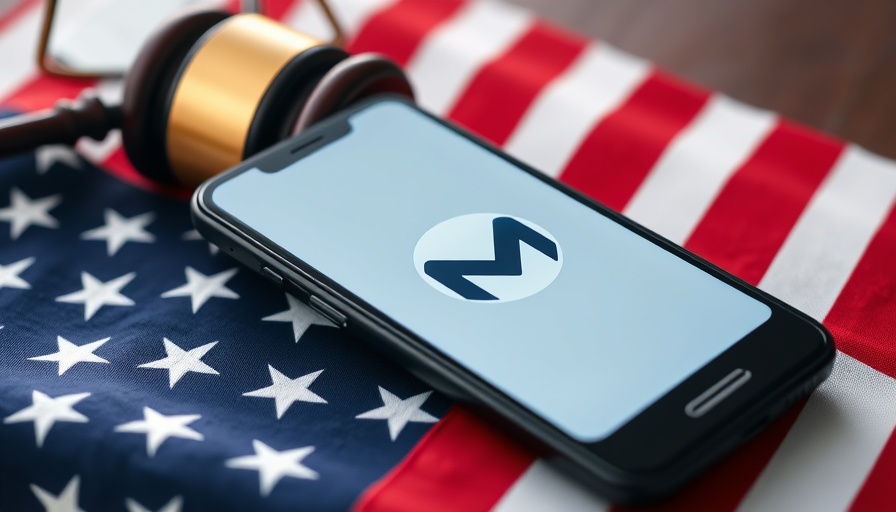 Meta FTC monopoly case represented with logo, gavel, and flag.