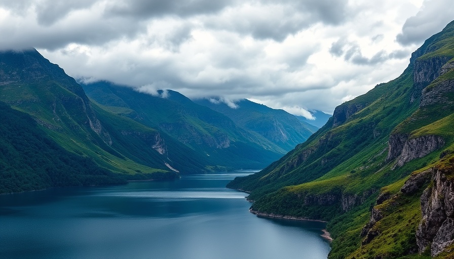 Breathtaking mountainous landscape with a lake and overcast sky, highlighting sustainable tourism Indigenous rights.