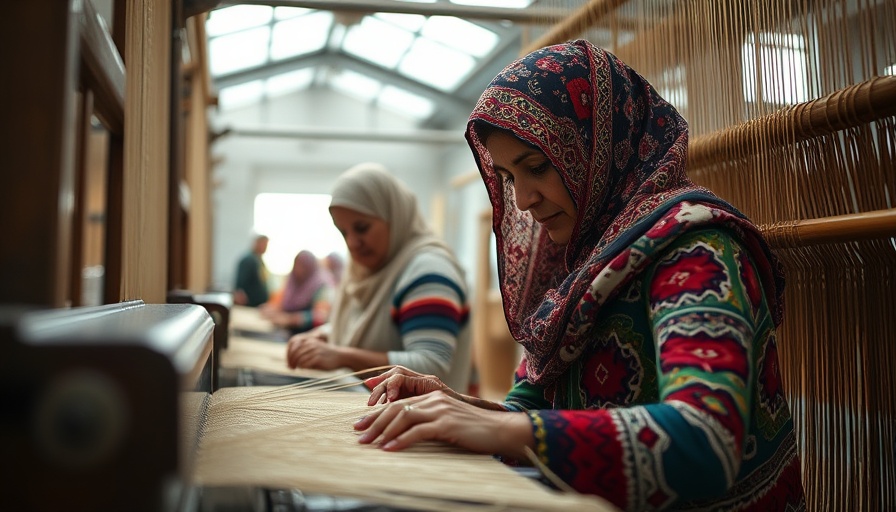 Syrian refugee women crafting textiles in workshop amid US aid cuts.