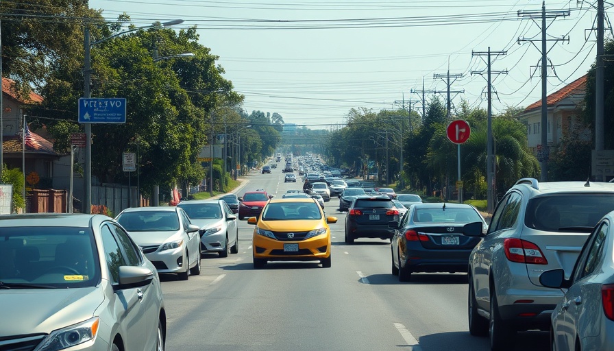 Traffic congestion on Tiburon Boulevard road.