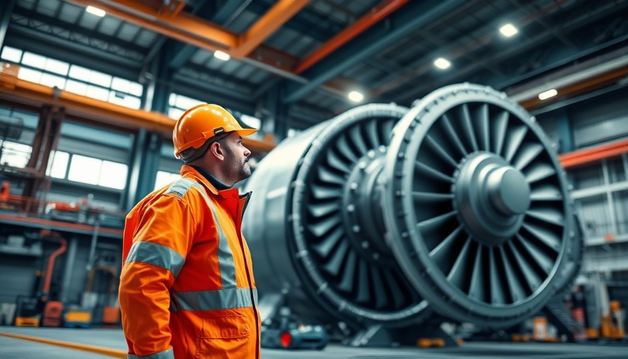 Engineer inspects turbine generator in wind industry. Industrial growth focus.