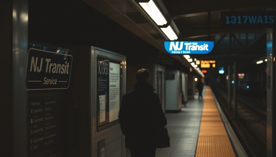 NJ Transit strike notice impacting business at a dimly lit station.