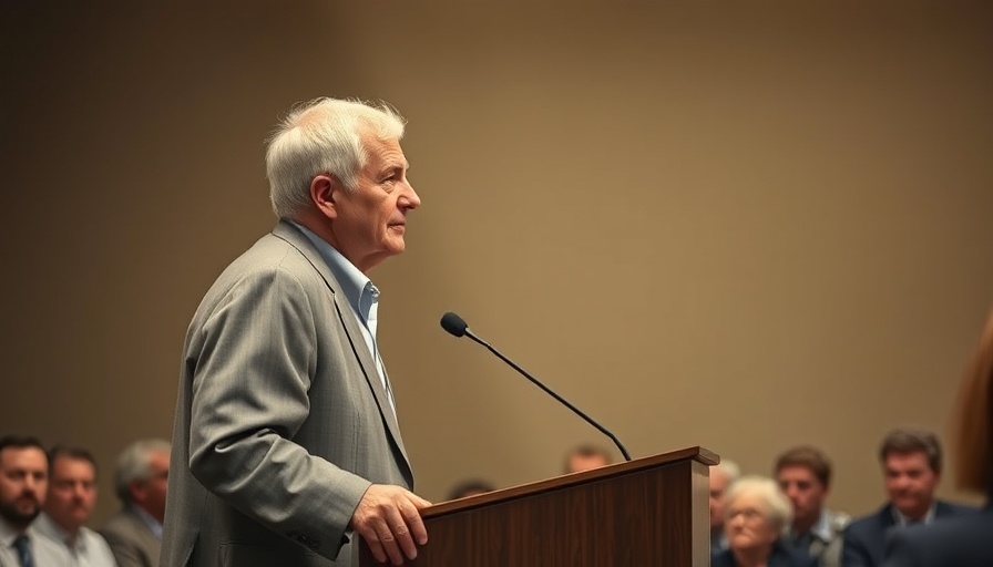 CEO compensation disclosure scrutiny: older man speaking at podium in neutral setting.