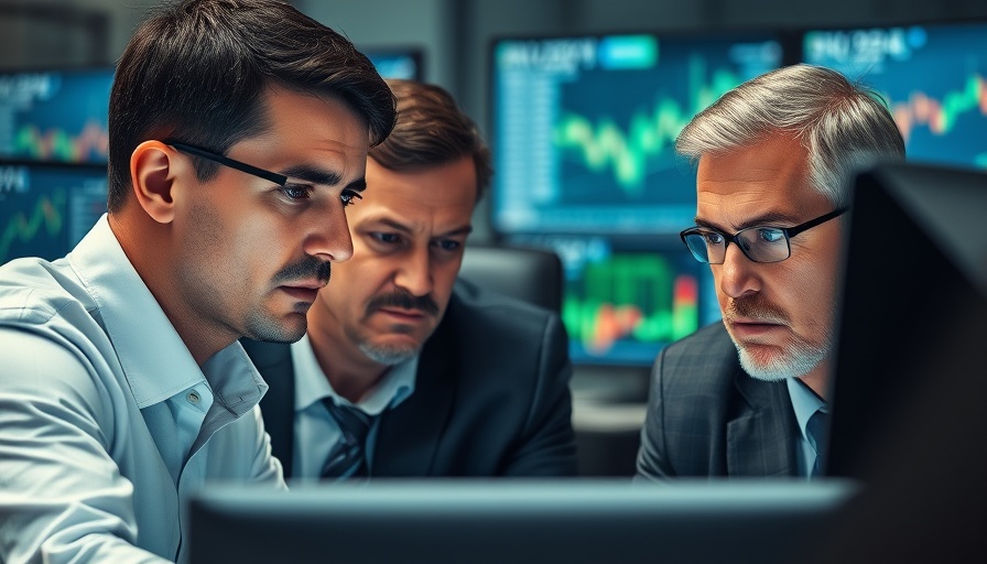 Businessmen analyzing market data, reflecting on consumer sentiment impact.