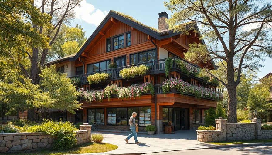 Rustic building in Fairfax with greenery, sunny streetscape
