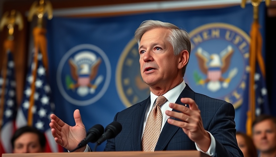 Politician discusses 10-year ban on states regulating AI at press conference.