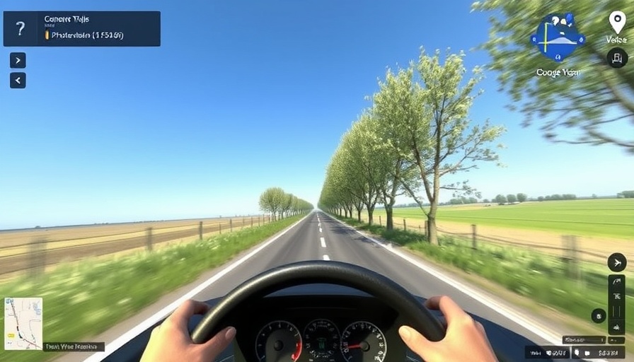 Virtual road trip via Google Street View interface on a rural road.