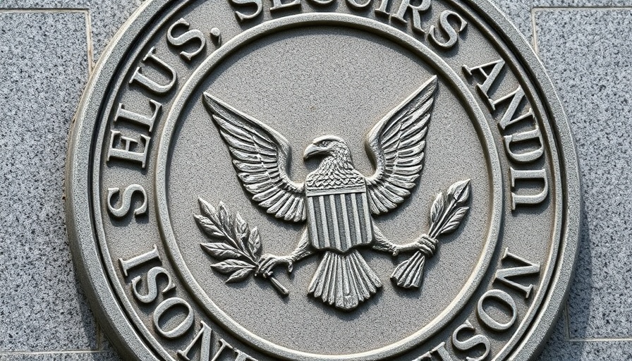 U.S. SEC seal on wall, representing security and regulation.