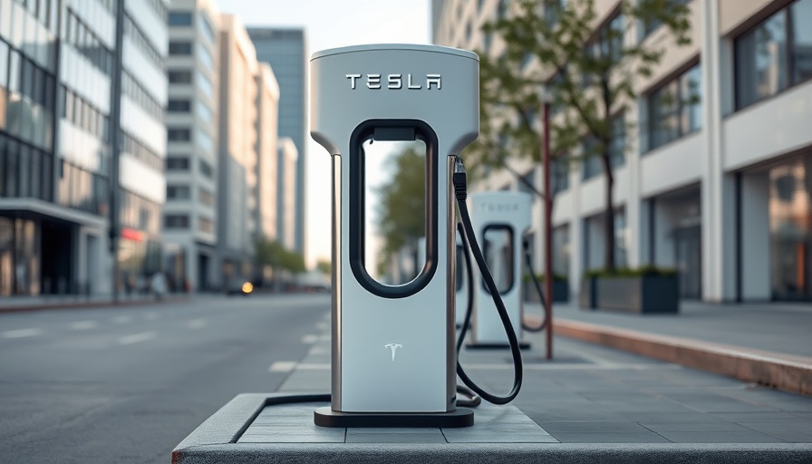 Tesla charging station in urban setting, stockholders suing Tesla context