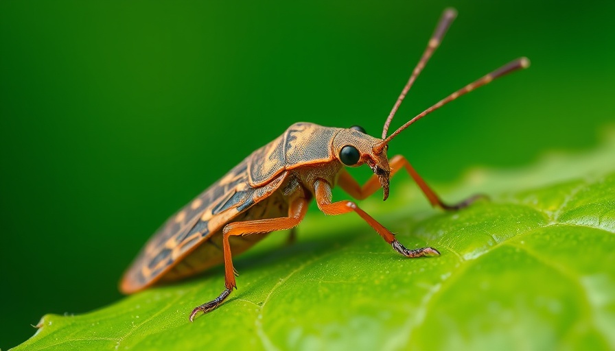 Close-up of squash bug on leaf for squash bug control.