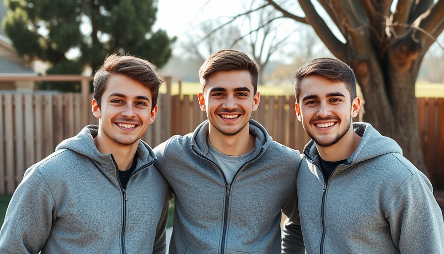 Three young men smiling in a backyard, learning how to start a business.