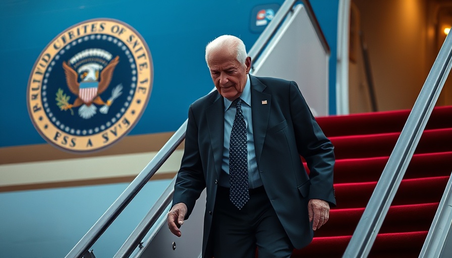 Trump exiting airplane during peace talks with Putin and Zelenskyy.
