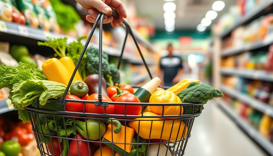 Assorted groceries in a basket highlighting EU food trade deal negotiations.