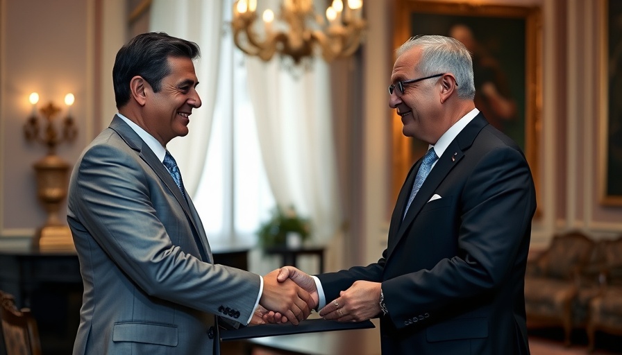 Diplomatic meeting with document exchange influencing AI chips in negotiations.
