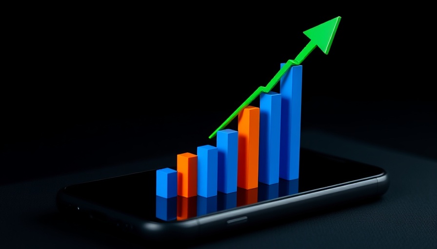 Growth chart on smartphone indicating financial trends.