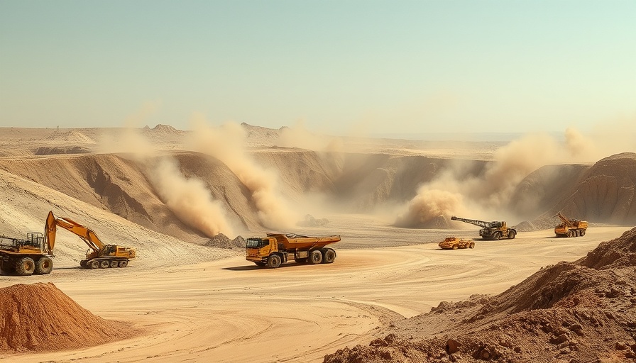 Massive excavation site with mining machinery under clear sky.