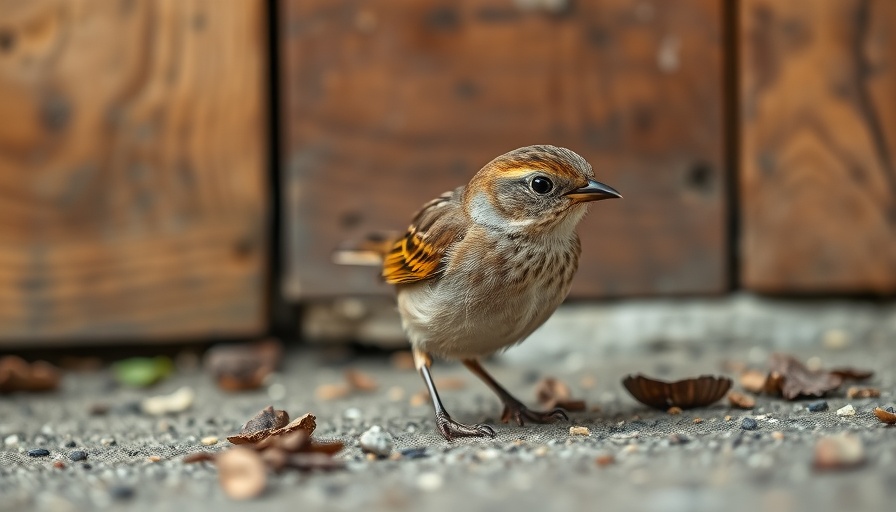 California towhee pecking on the ground in urban setting, illustrating natural behavior.