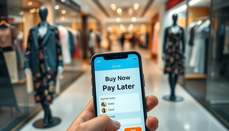 Close-up of a smartphone with buy now pay later app in a store