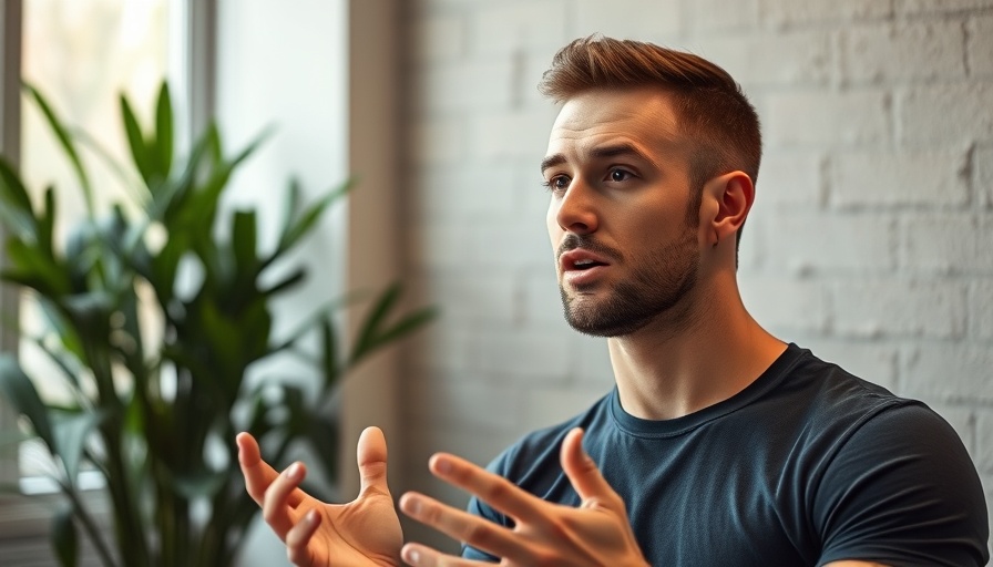Man discussing Bitcoin’s route to $200,000 with expressive gestures.
