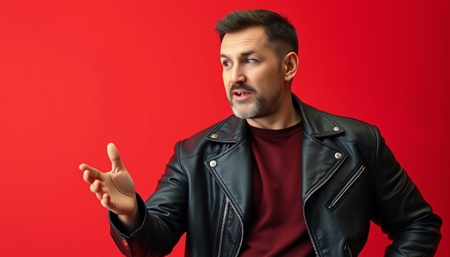 Confident speaker in leather jacket discusses AI and chip industry challenges.